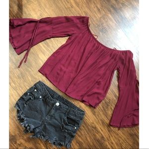 Crimson Bell Sleeve Top